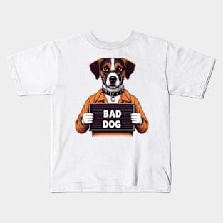 Bad Dog Prison Mugshot Kids T-Shirt